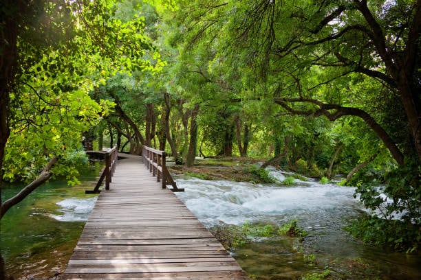 Drvena staza nad vodom u Nacionalnom parku Krka