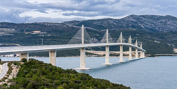 Pelješac Bridge across the sea